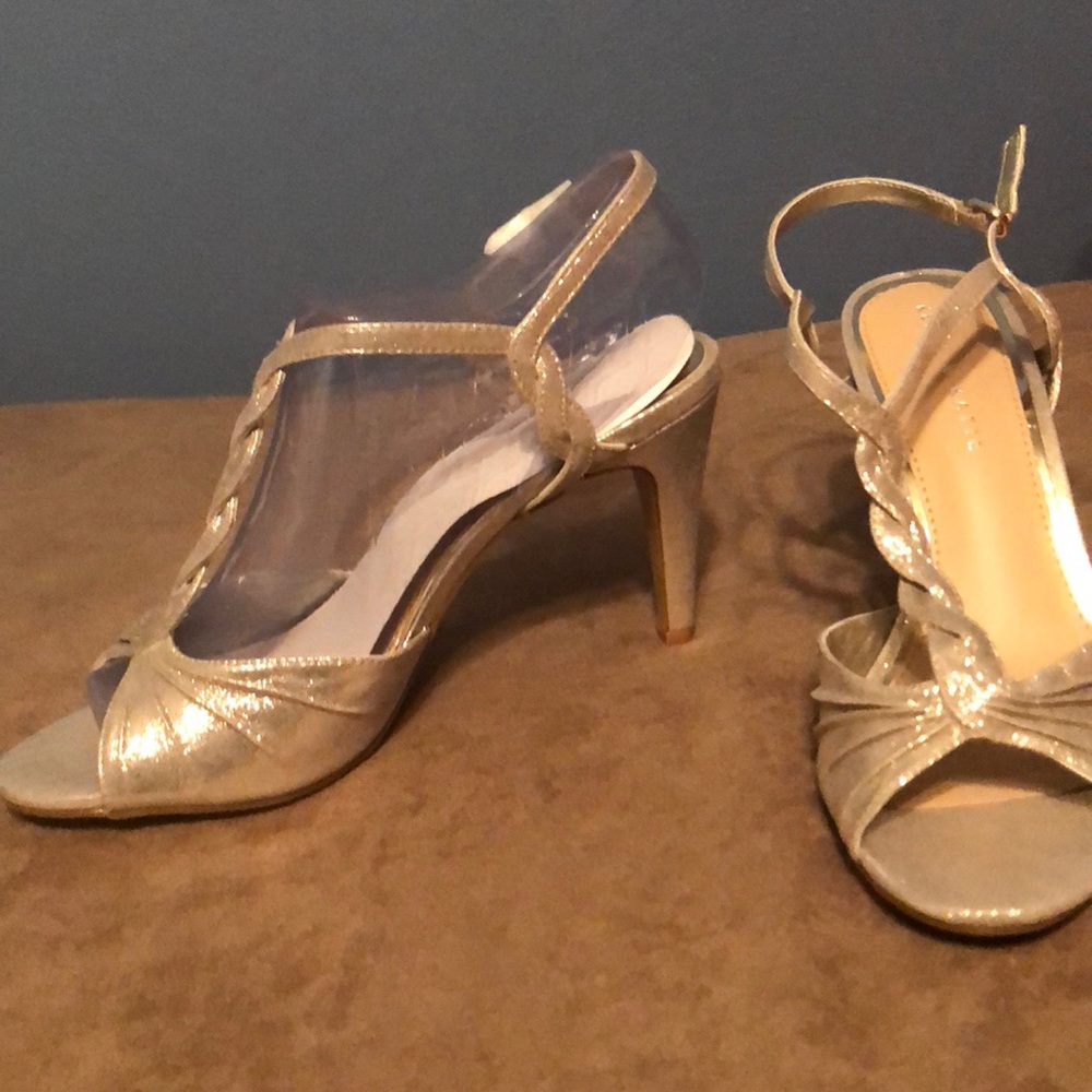 Sparkly silver high heels